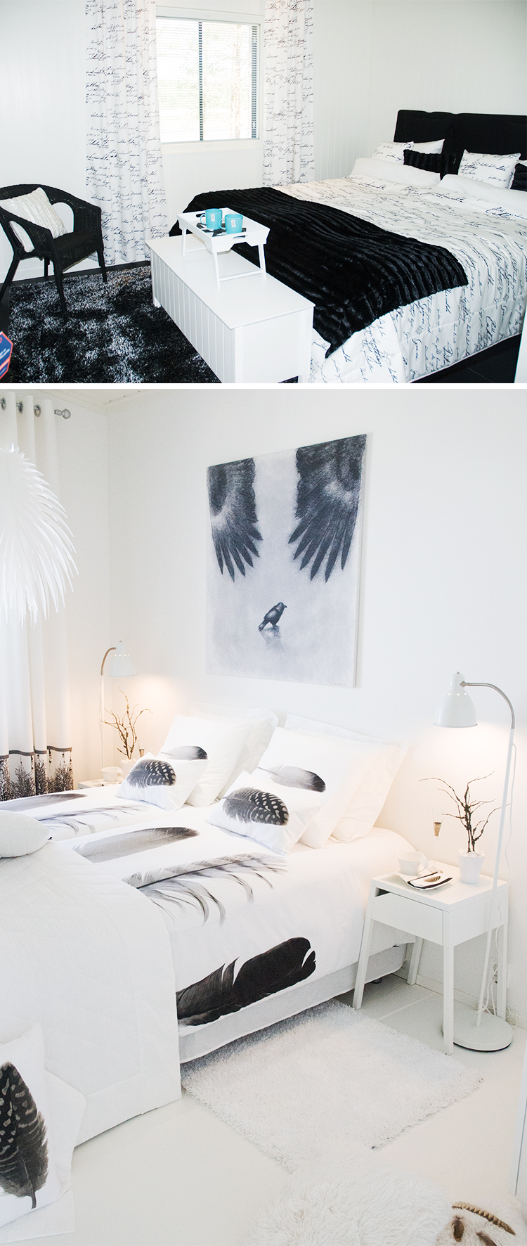 Sovrum i svart och vitt Foto: Annika Rådlund